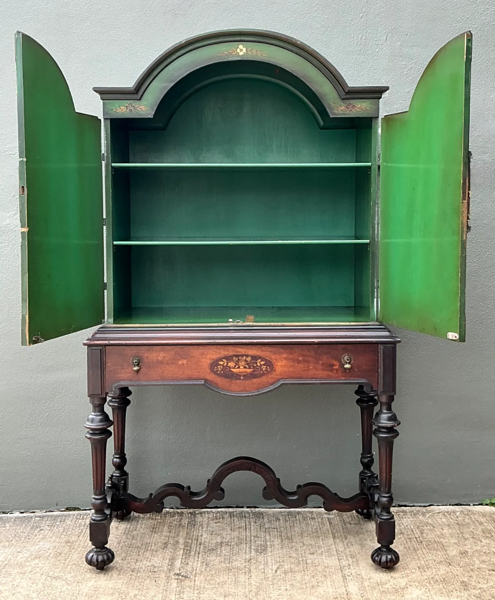 Vintage Distressed Chinoiserie Wood Cabinet — additional photo 5