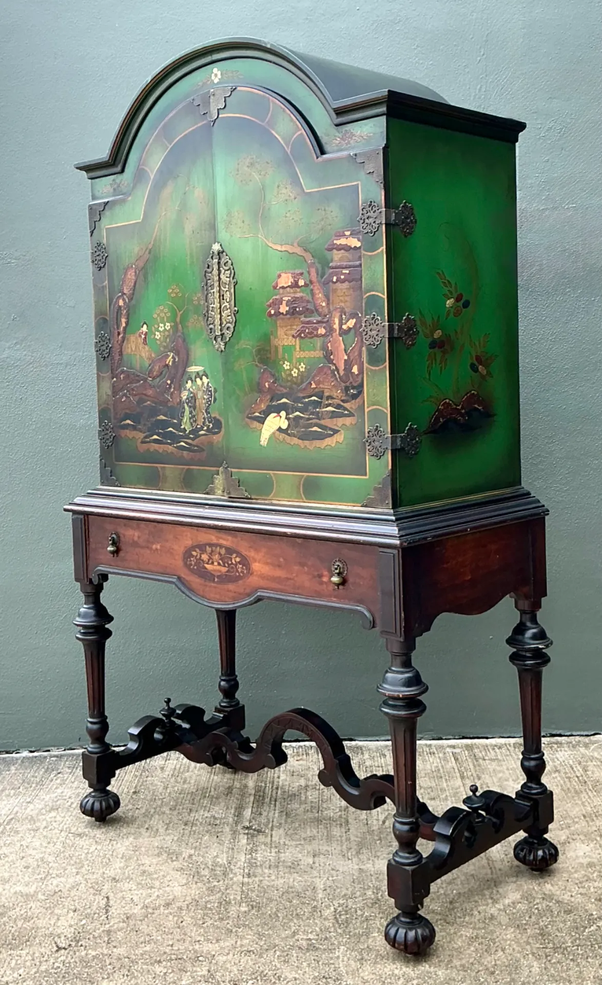Vintage Distressed Chinoiserie Wood Cabinet — additional photo 6