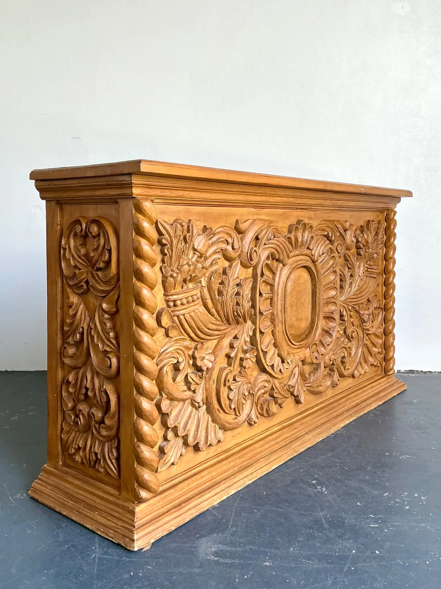 Vintage Ornate Wood Carved Dry Bar — additional photo 5