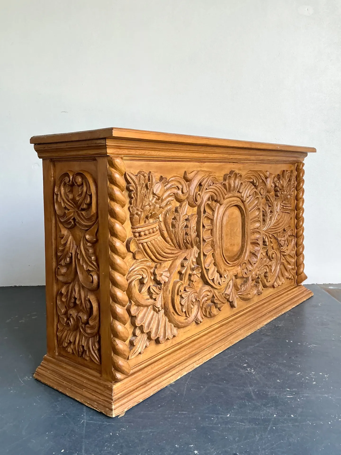 Vintage Ornate Wood Carved Dry Bar — additional photo 3