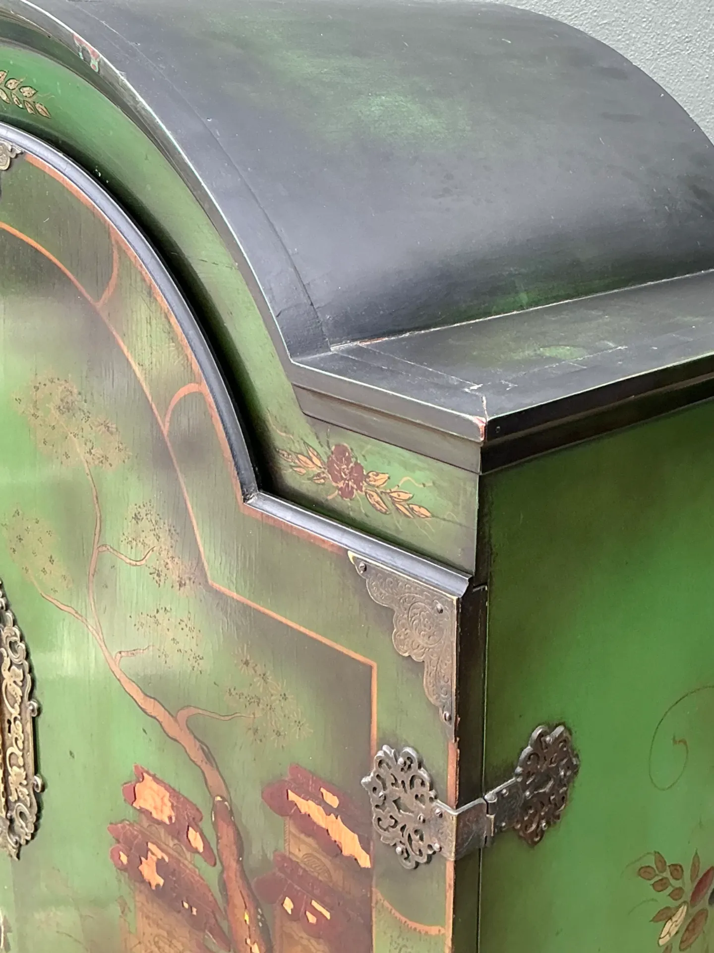 Vintage Distressed Chinoiserie Wood Cabinet — additional photo 8