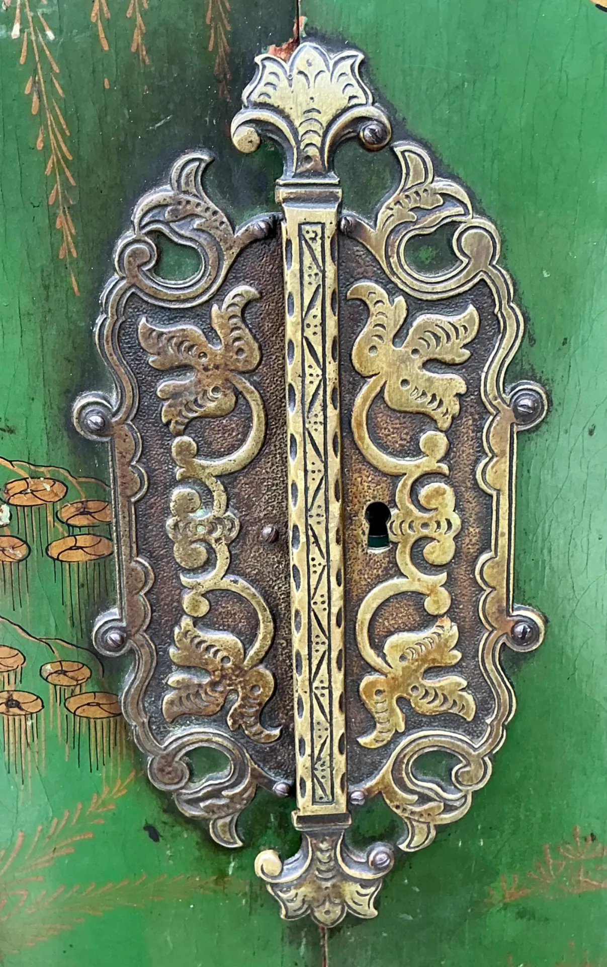 Vintage Distressed Chinoiserie Wood Cabinet — additional photo 2