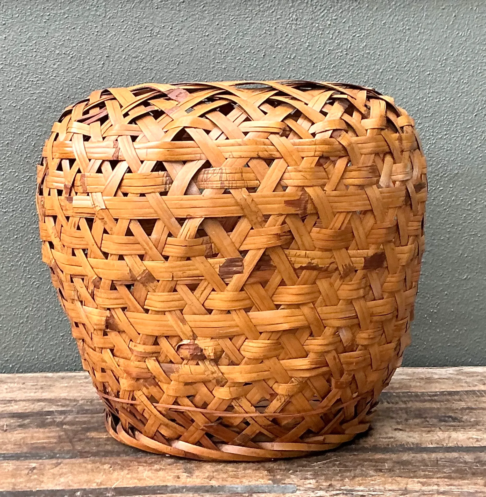 Vintage Woven Rattan Floor Basket — additional photo 5