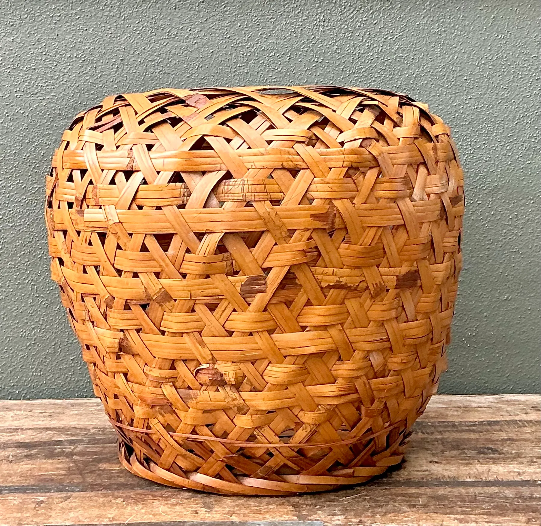 Vintage Woven Rattan Floor Basket — additional photo 7