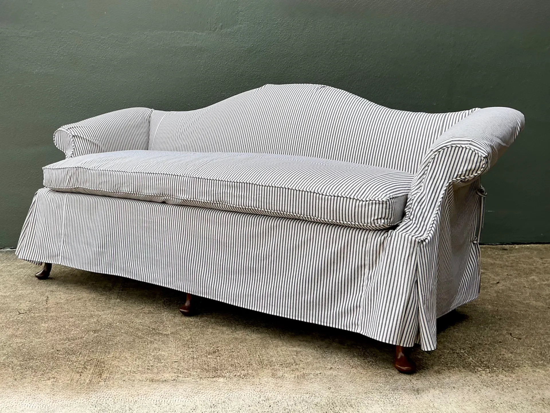 Vintage Hickory Chair Tie Back Slipcovered Camelback Sofa — additional photo 1
