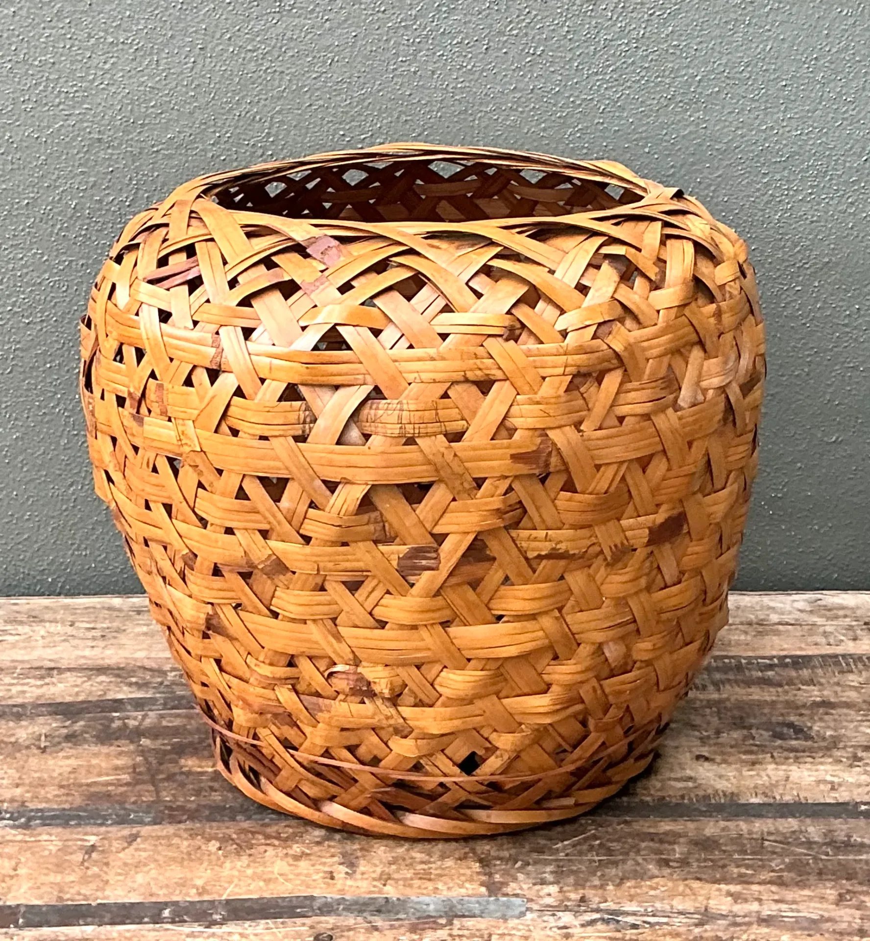 Vintage Woven Rattan Floor Basket — additional photo 6