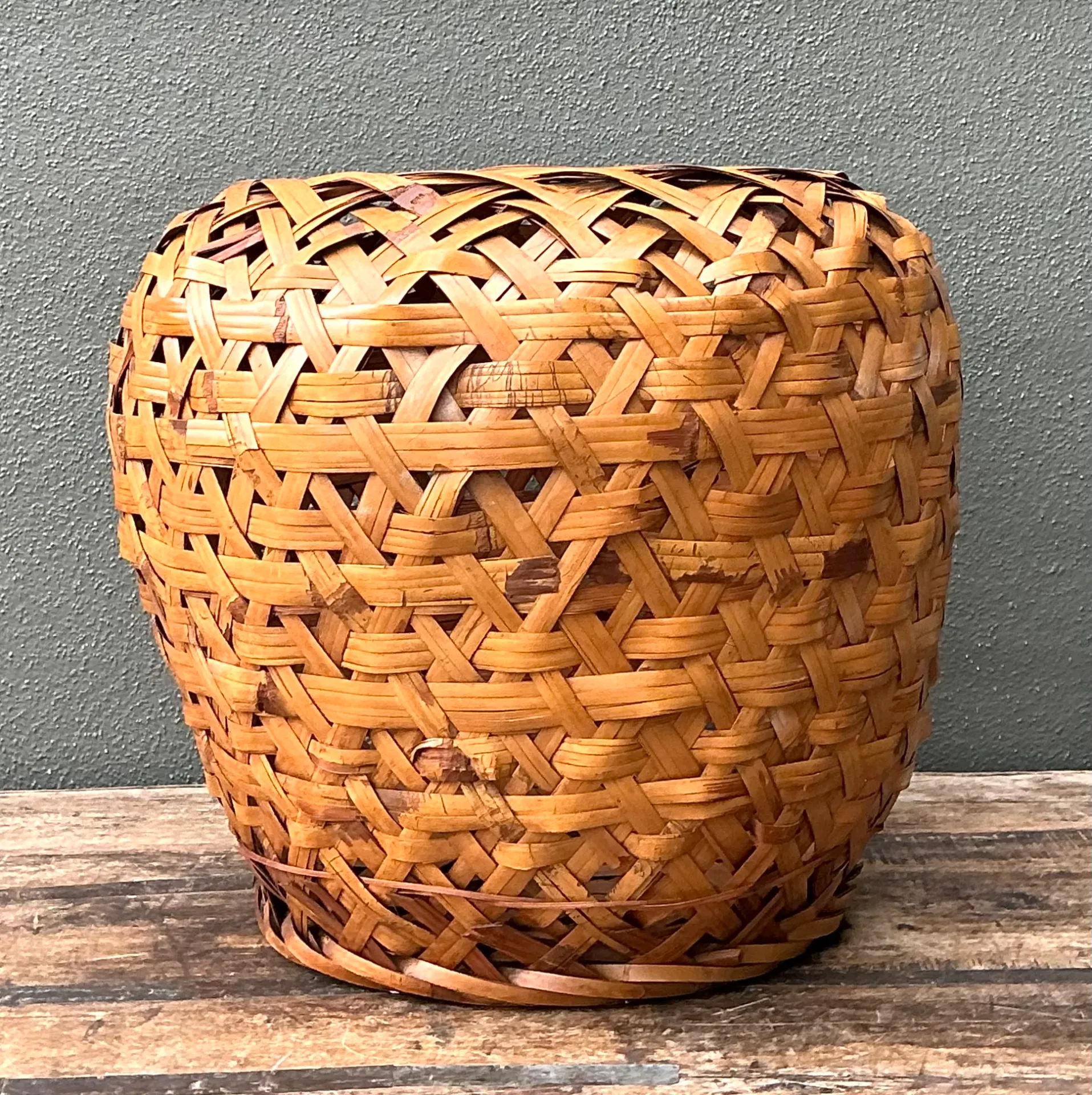 Vintage Woven Rattan Floor Basket — additional photo 3