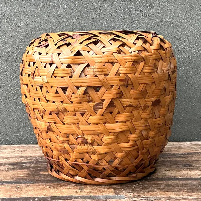 Vintage Woven Rattan Floor Basket — additional photo 3