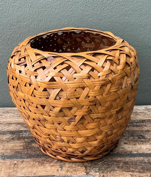Vintage Woven Rattan Floor Basket — additional photo 4