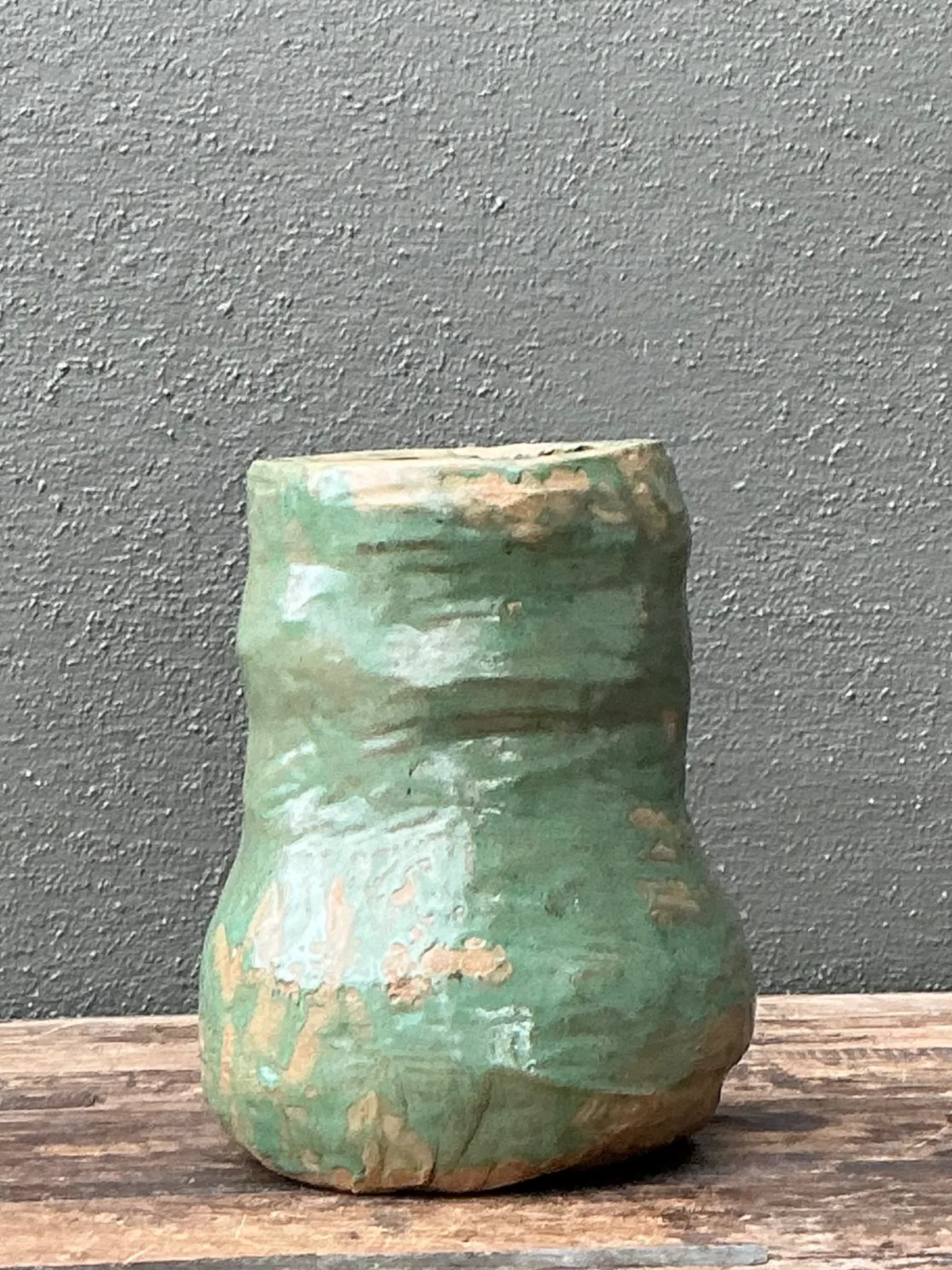 Vintage Green Glazed Ceramic Vase — additional photo 1
