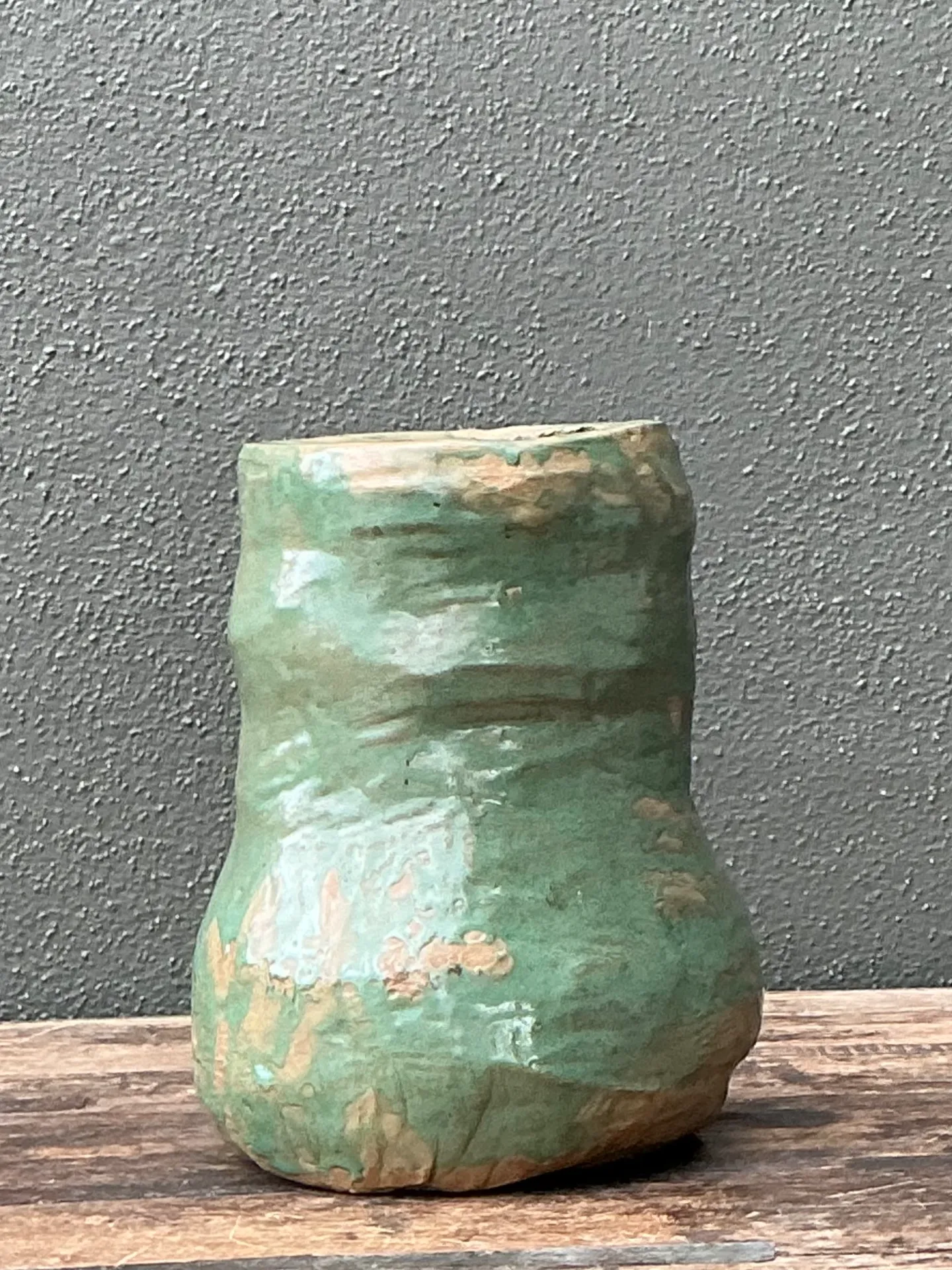 Vintage Green Glazed Ceramic Vase — additional photo 3