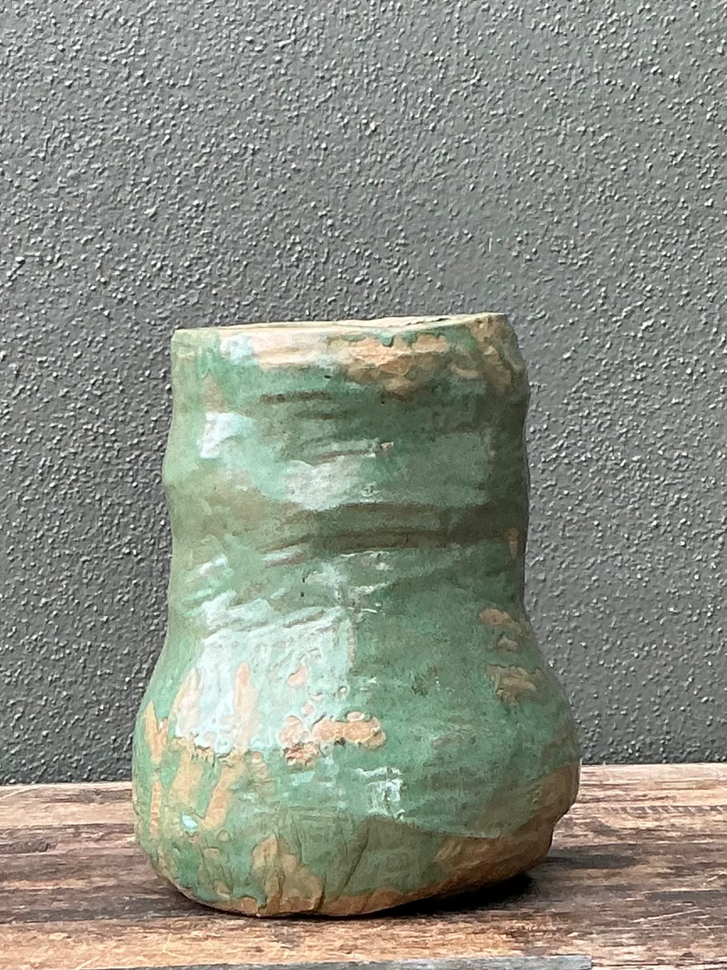 Vintage Green Glazed Ceramic Vase — additional photo 7