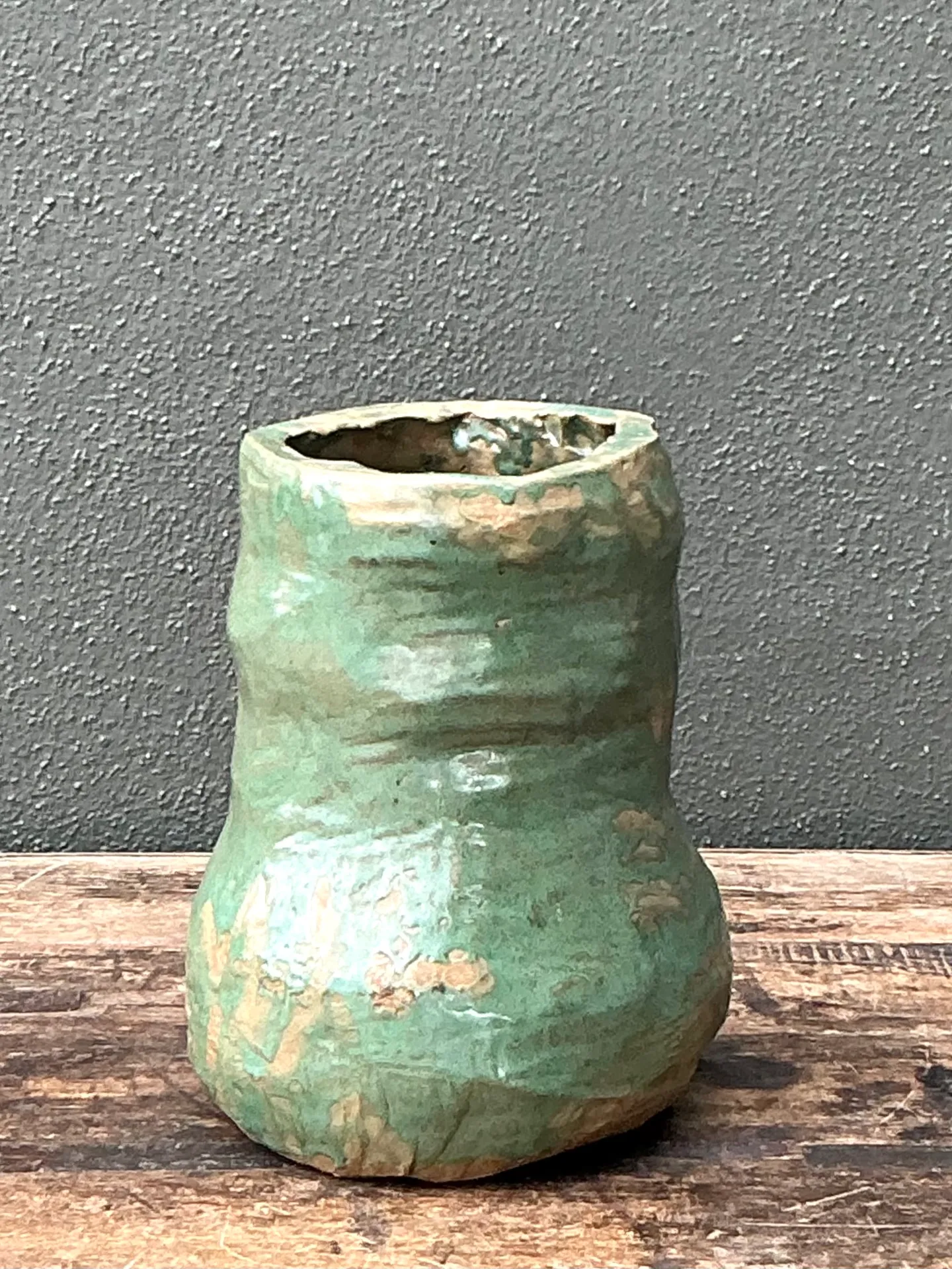 Vintage Green Glazed Ceramic Vase — additional photo 2