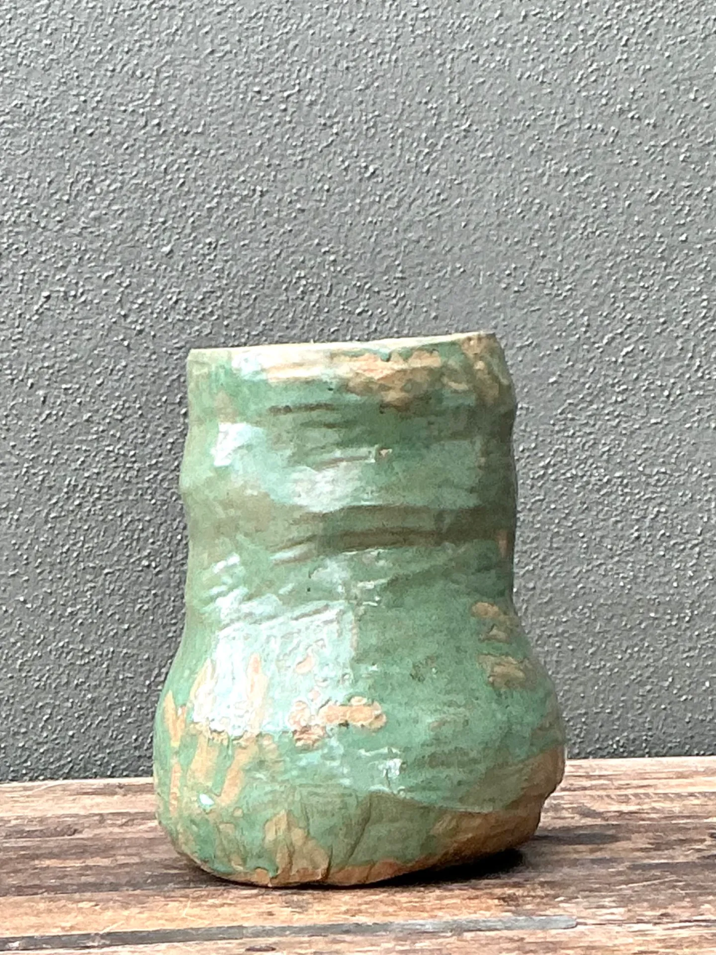 Vintage Green Glazed Ceramic Vase — additional photo 4