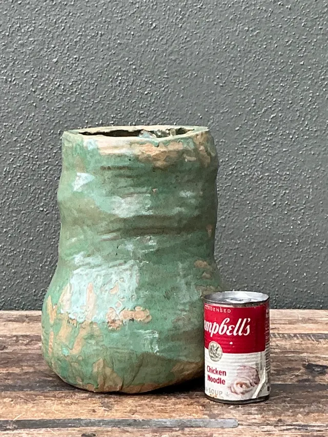 Vintage Green Glazed Ceramic Vase — additional photo 8