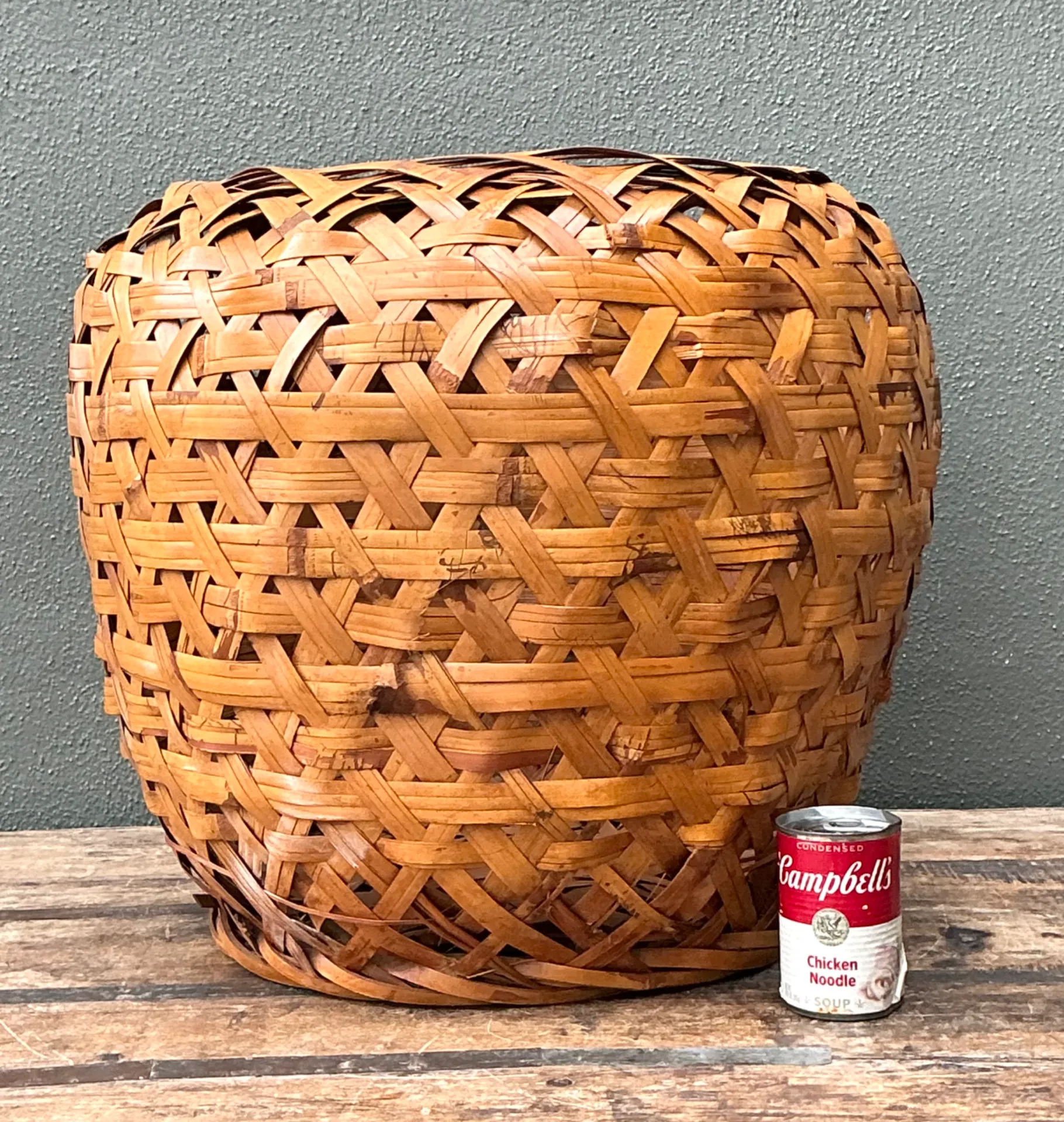 Vintage Woven Rattan Floor Basket — additional photo 8