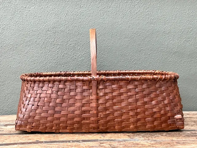 Vintage Woven Rattan Shaker Basket with Handle — additional photo 2