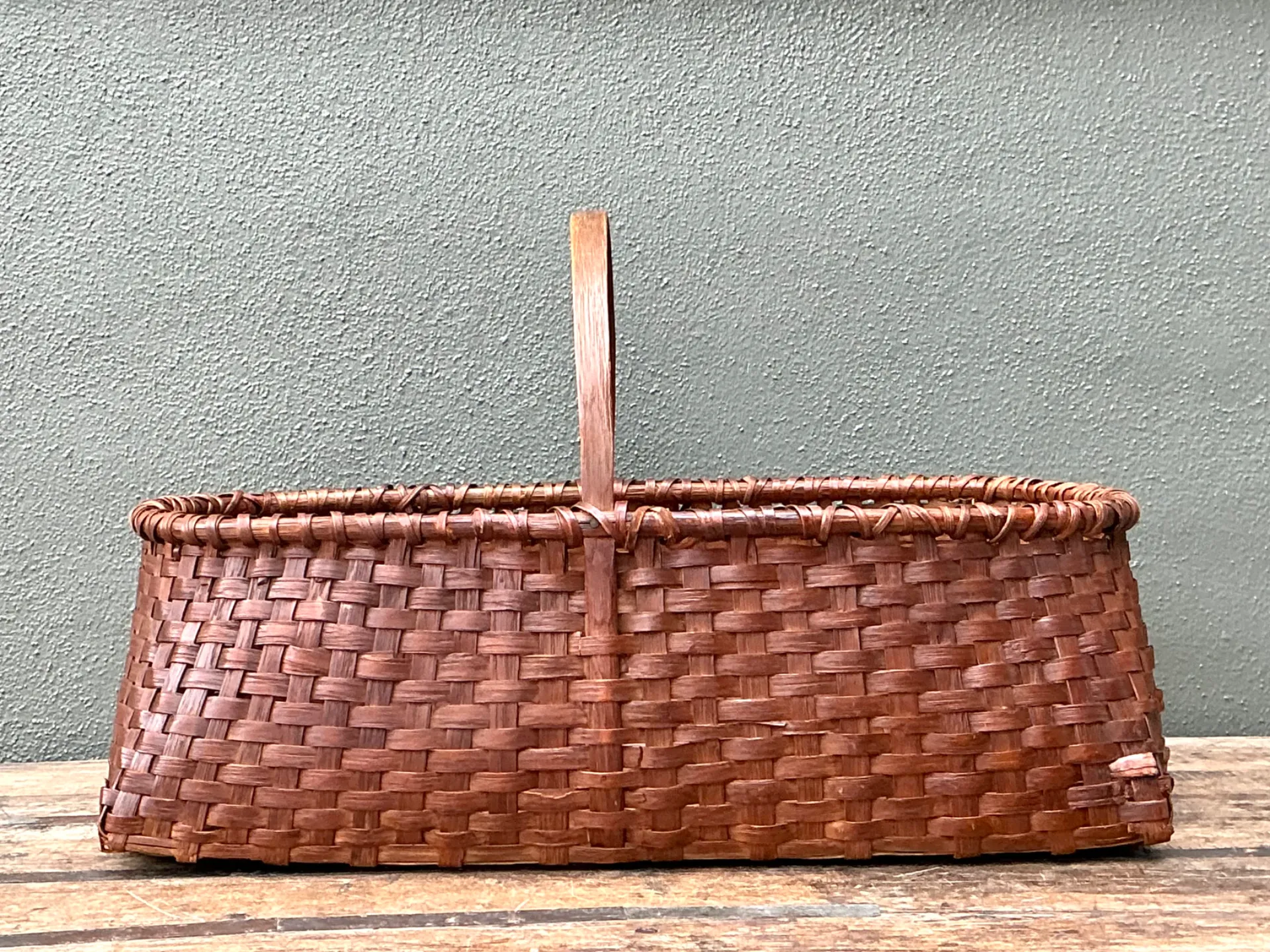Vintage Woven Rattan Shaker Basket with Handle — additional photo 4