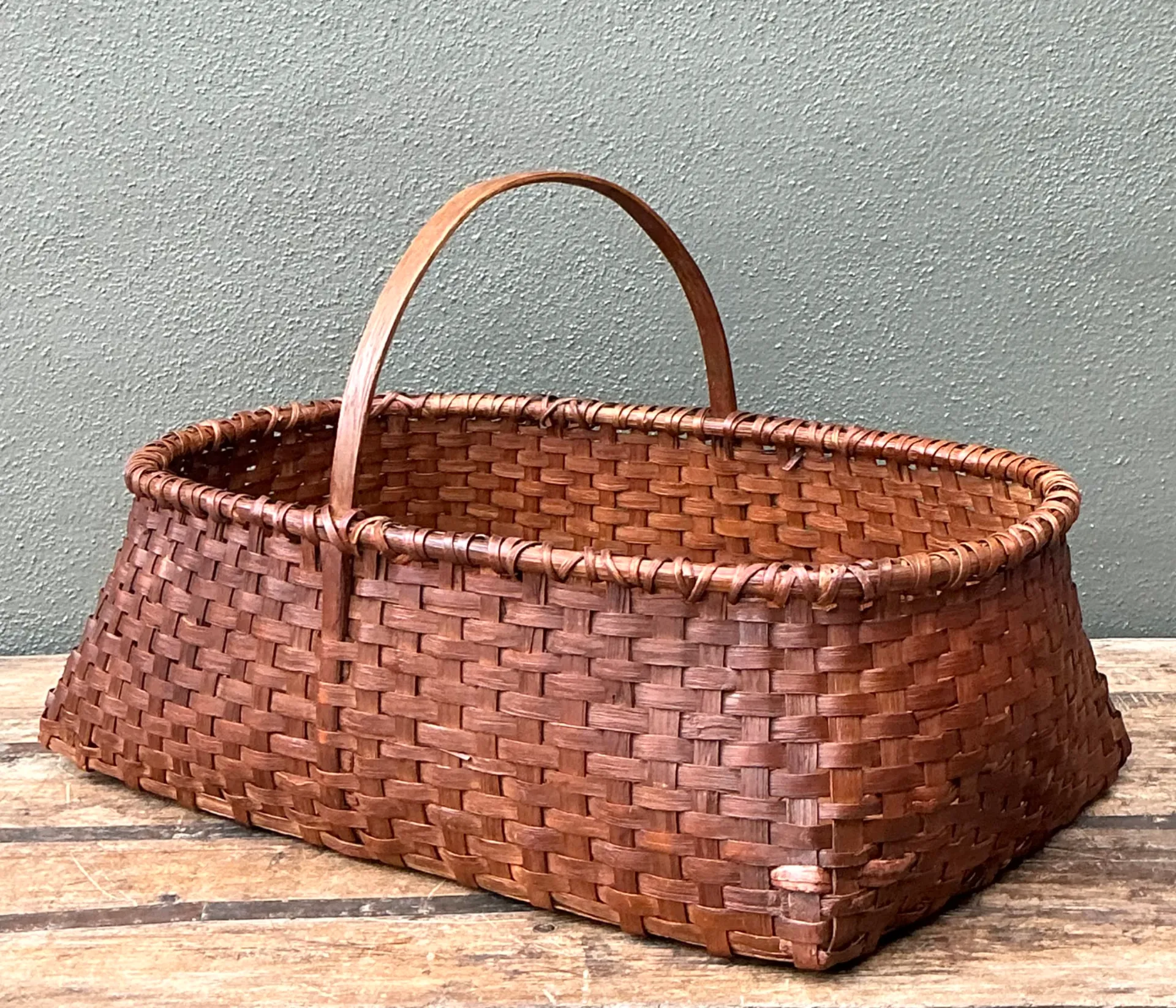 Vintage Woven Rattan Shaker Basket with Handle — additional photo 7