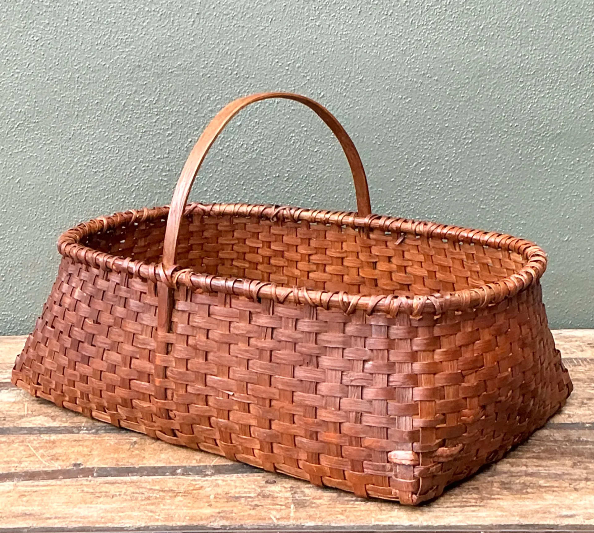 Vintage Woven Rattan Shaker Basket with Handle — additional photo 8