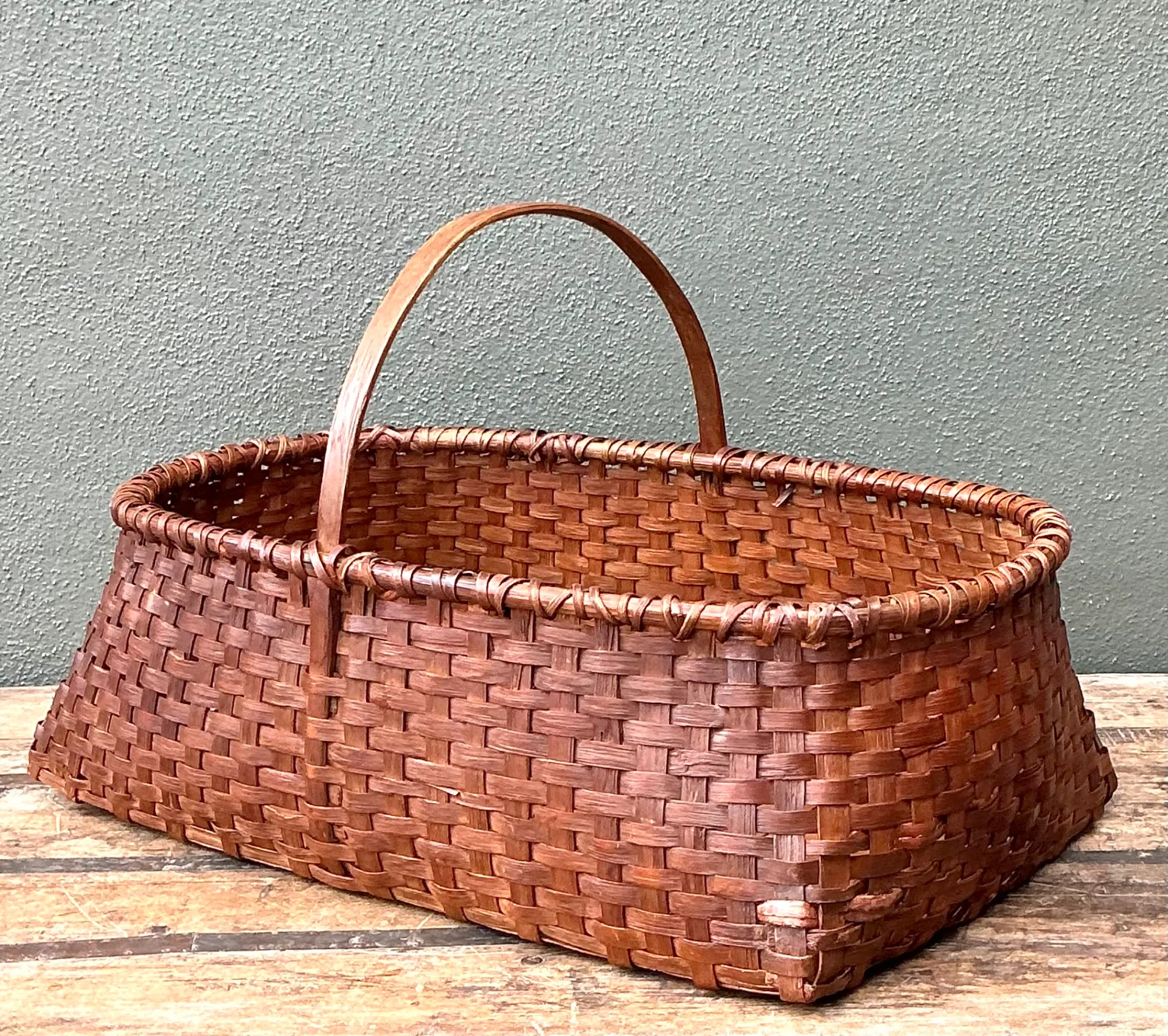Vintage Woven Rattan Shaker Basket with Handle — additional photo 3