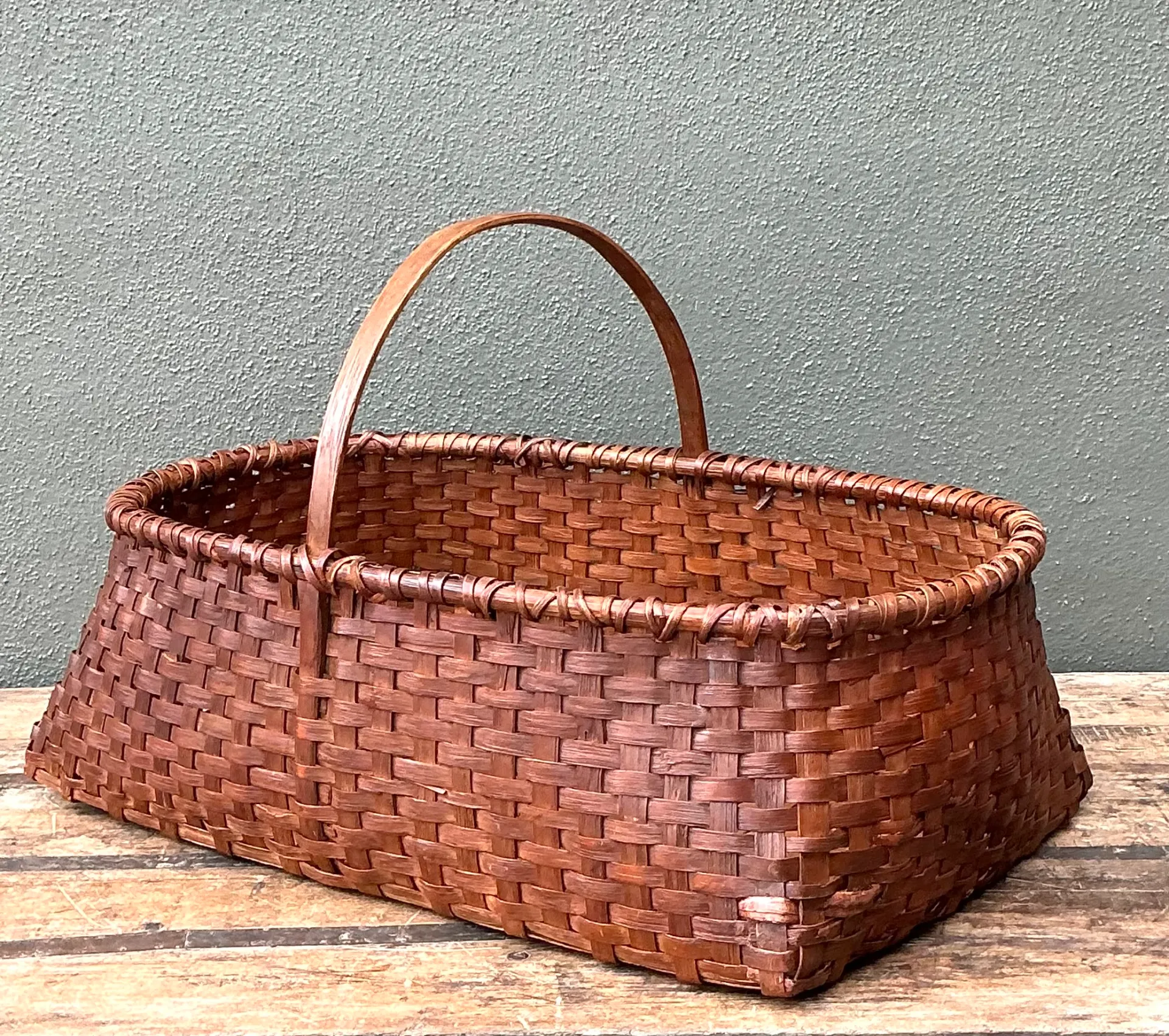 Vintage Woven Rattan Shaker Basket with Handle — additional photo 5