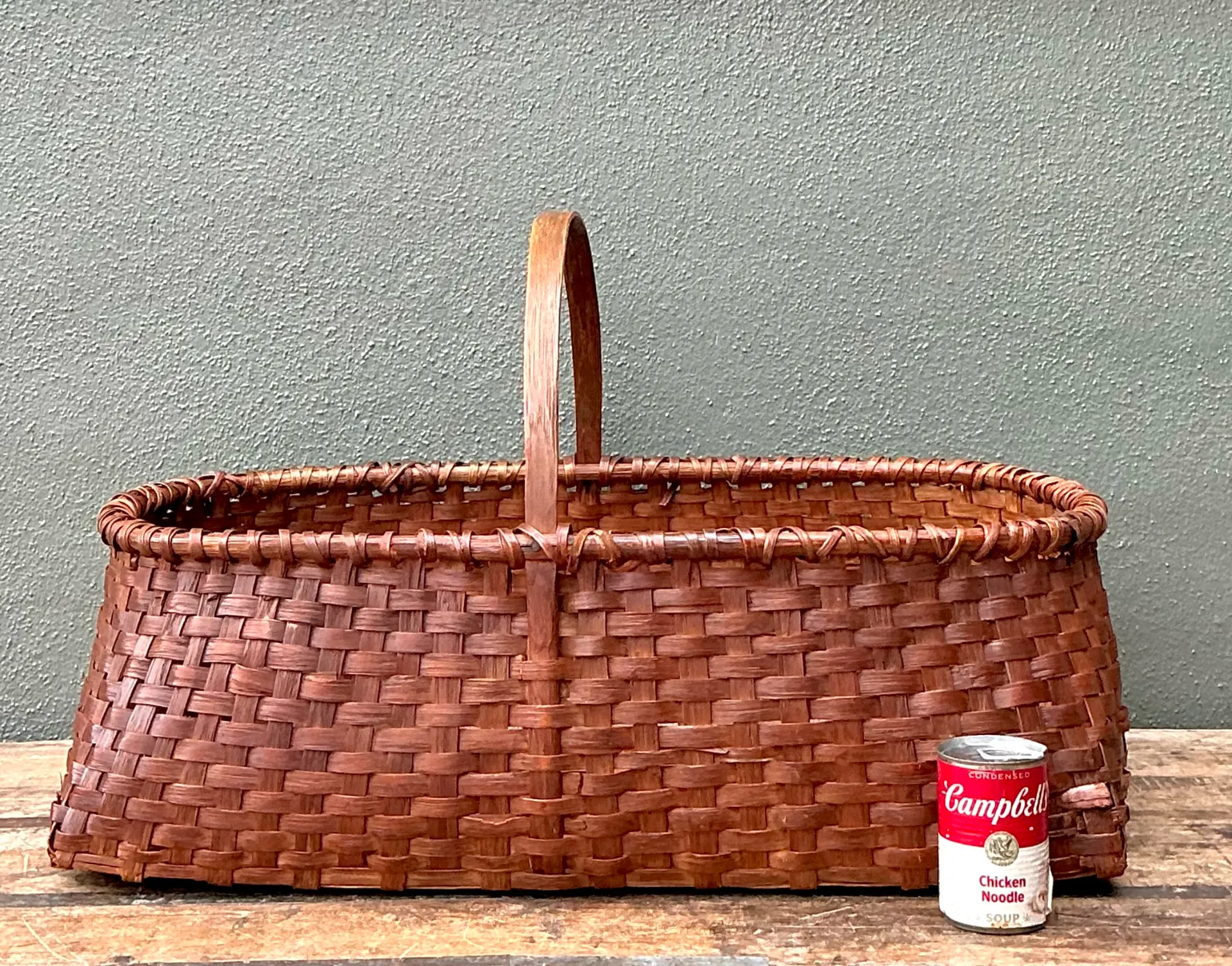 Vintage Woven Rattan Shaker Basket with Handle — additional photo 6
