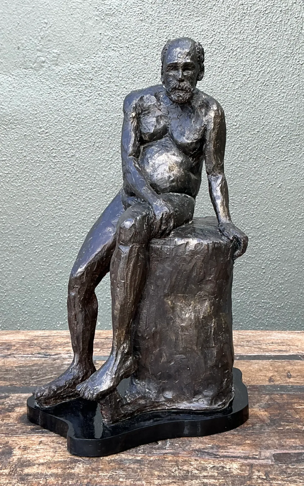 Vintage Bronzed Terracotta Seated Male Sculpture — additional photo 2