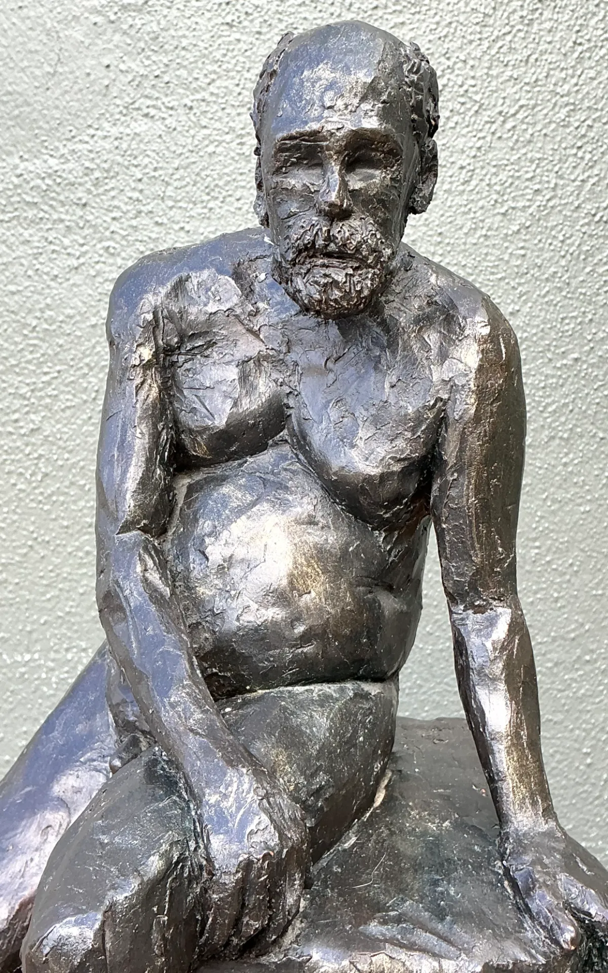 Vintage Bronzed Terracotta Seated Male Sculpture — additional photo 4