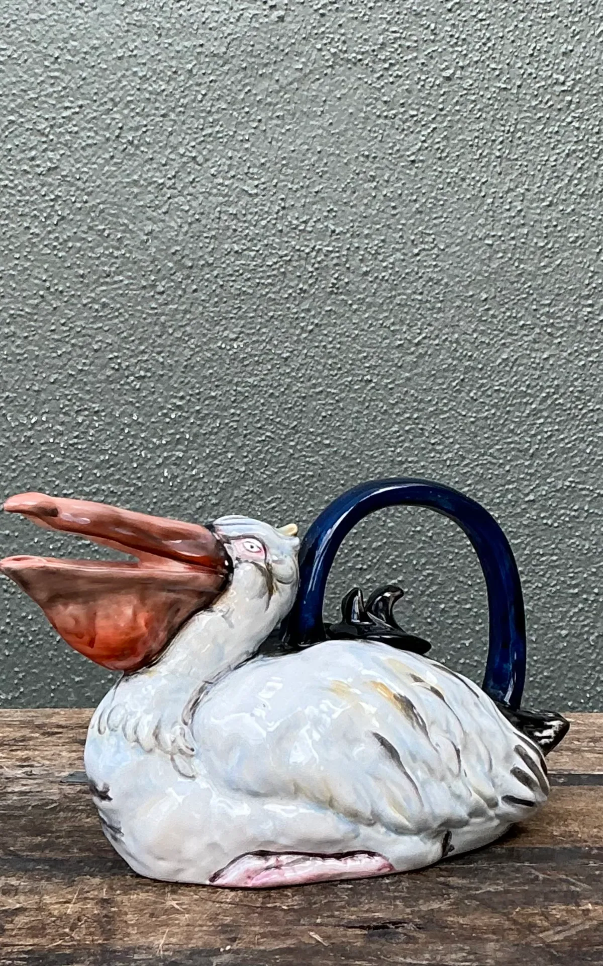 Vintage Glazed Ceramic Pelican Teapot — additional photo 6