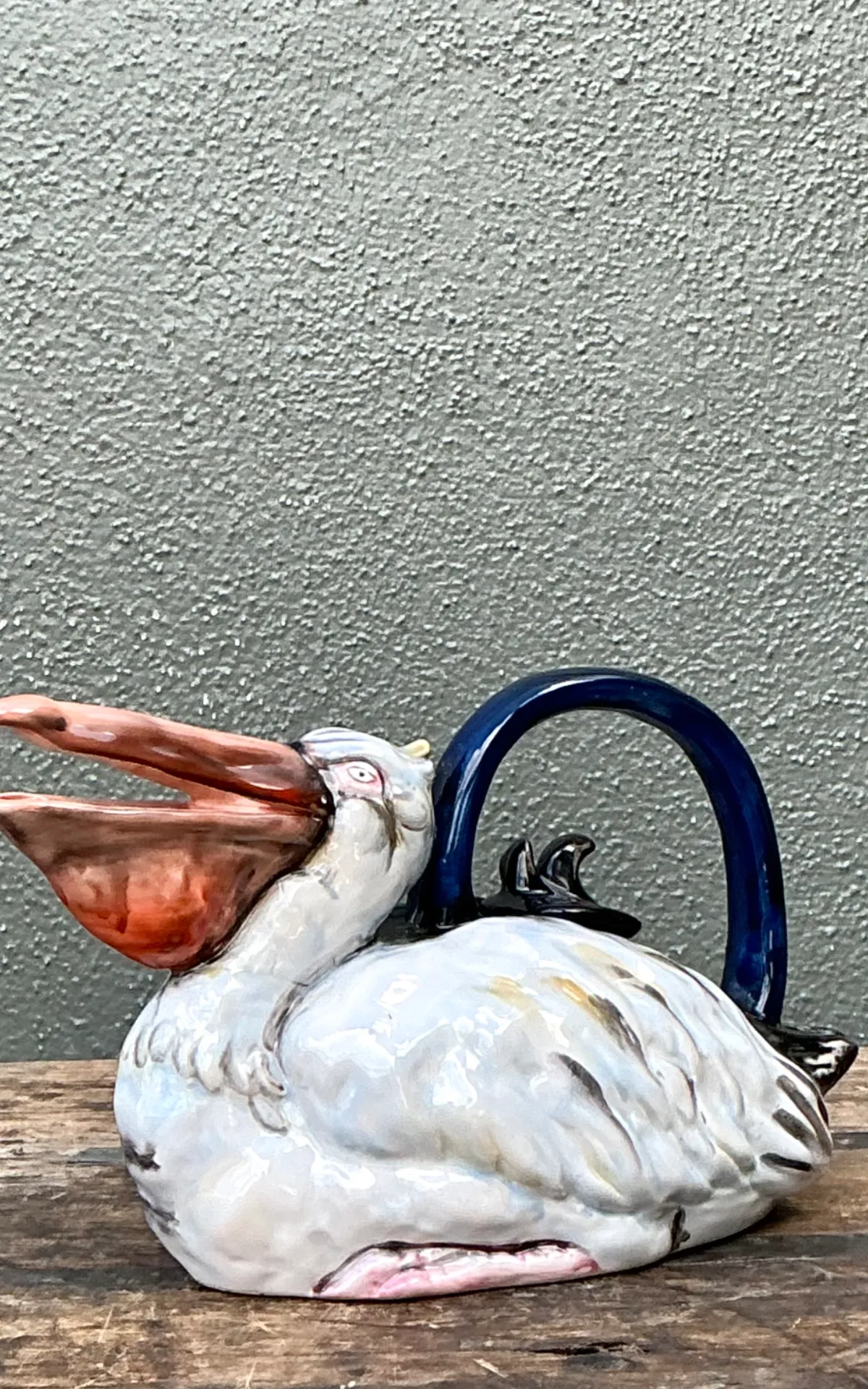 Vintage Glazed Ceramic Pelican Teapot — additional photo 7