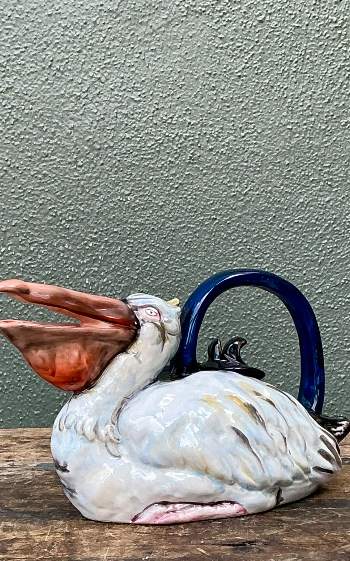 Vintage Glazed Ceramic Pelican Teapot — additional photo 2