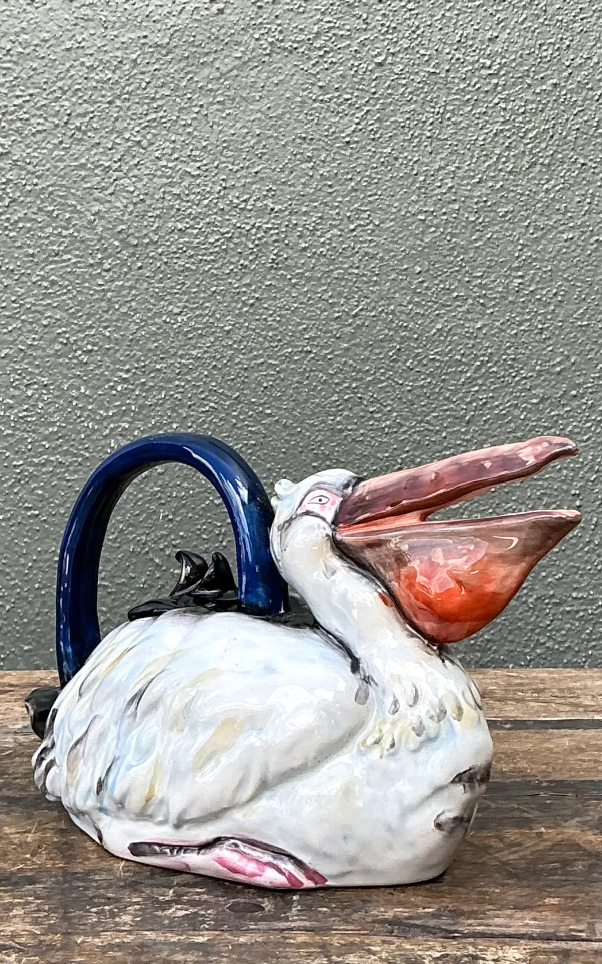 Vintage Glazed Ceramic Pelican Teapot — additional photo 4