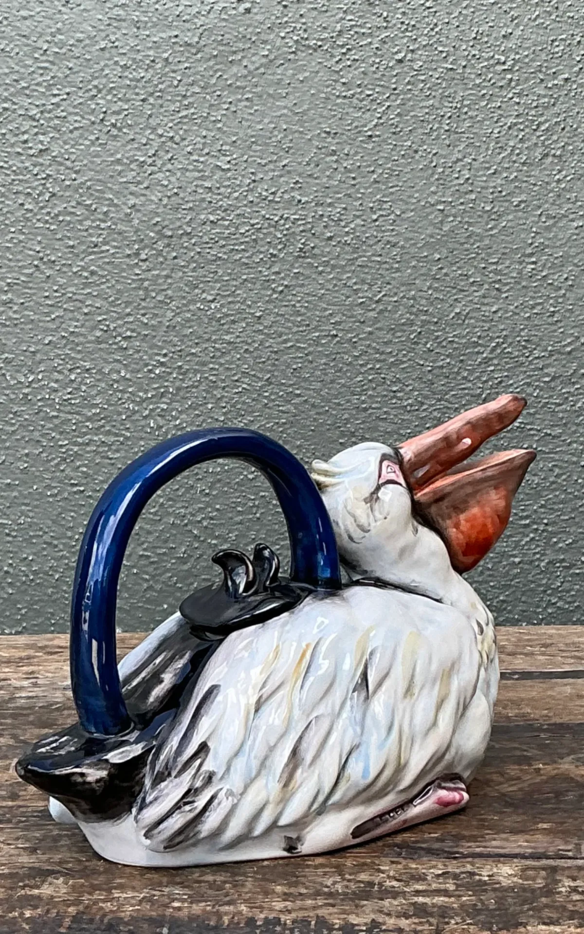 Vintage Glazed Ceramic Pelican Teapot — additional photo 5