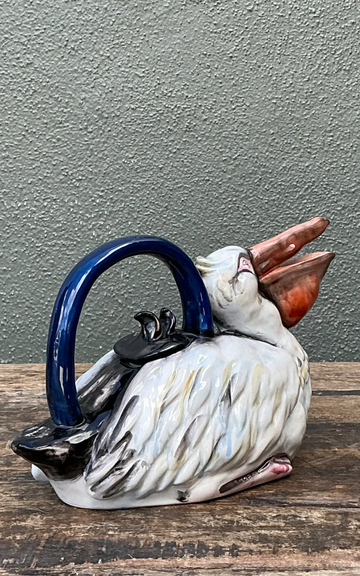 Vintage Glazed Ceramic Pelican Teapot — additional photo 8