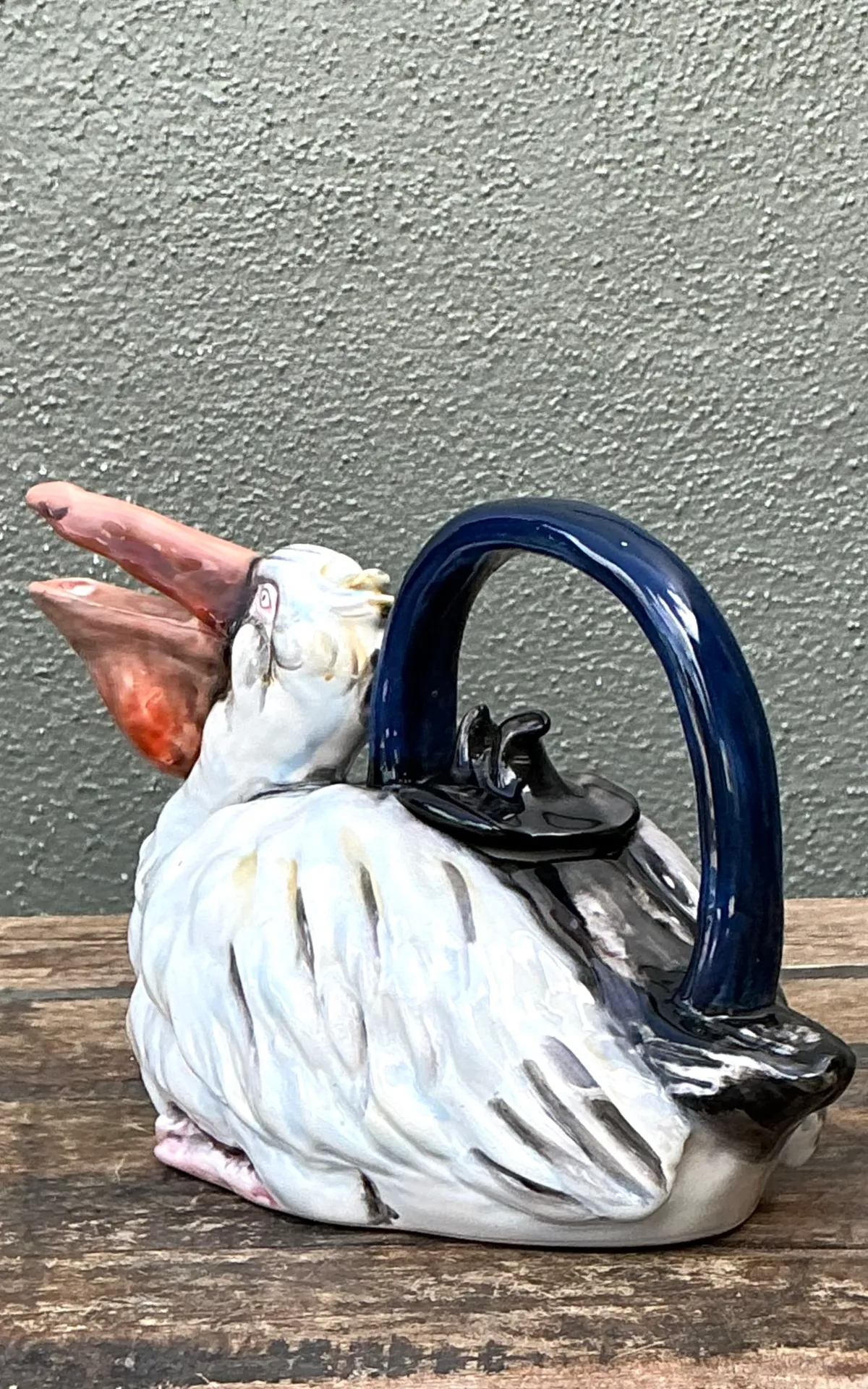 Vintage Glazed Ceramic Pelican Teapot — additional photo 1