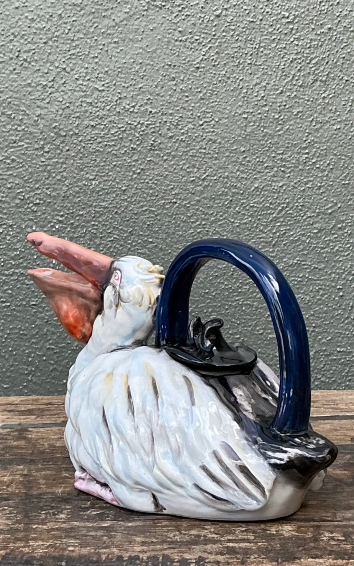 Vintage Glazed Ceramic Pelican Teapot — additional photo 3