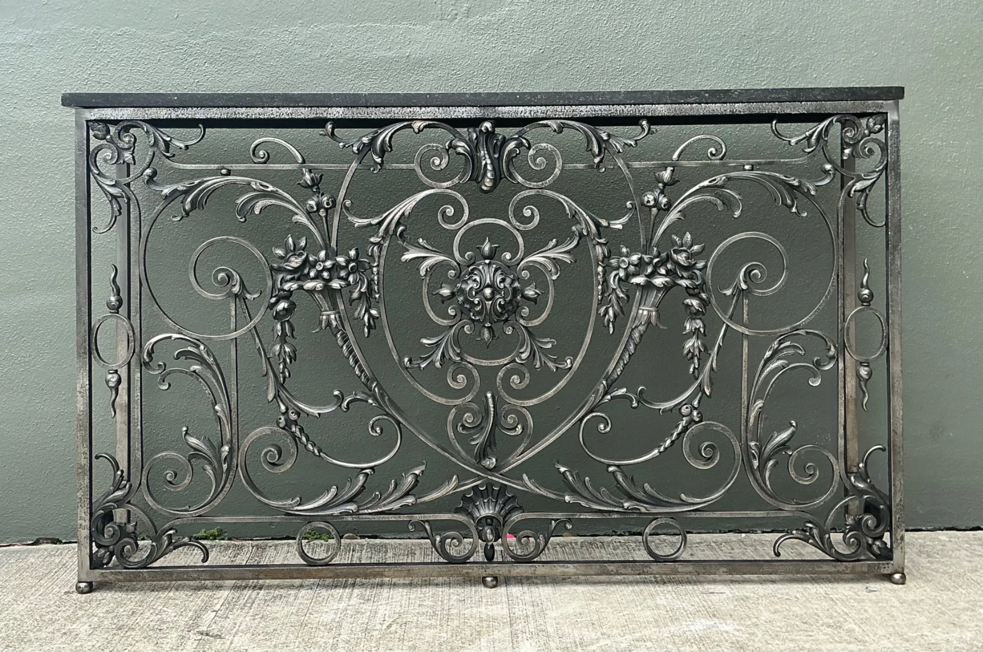 Vintage Wrought Iron Scroll Console Table — additional photo 6