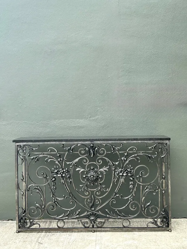 Vintage Wrought Iron Scroll Console Table — additional photo 8