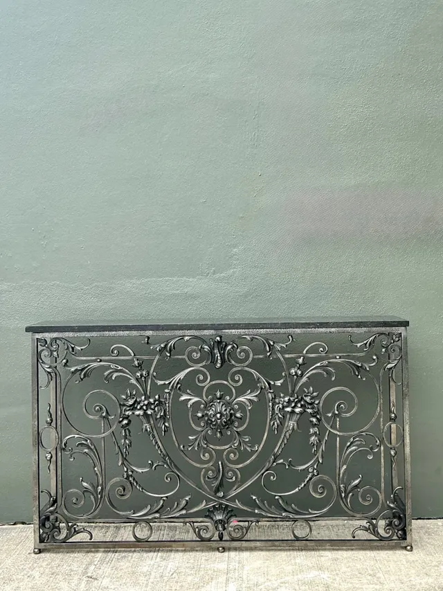 Vintage Wrought Iron Scroll Console Table — additional photo 4