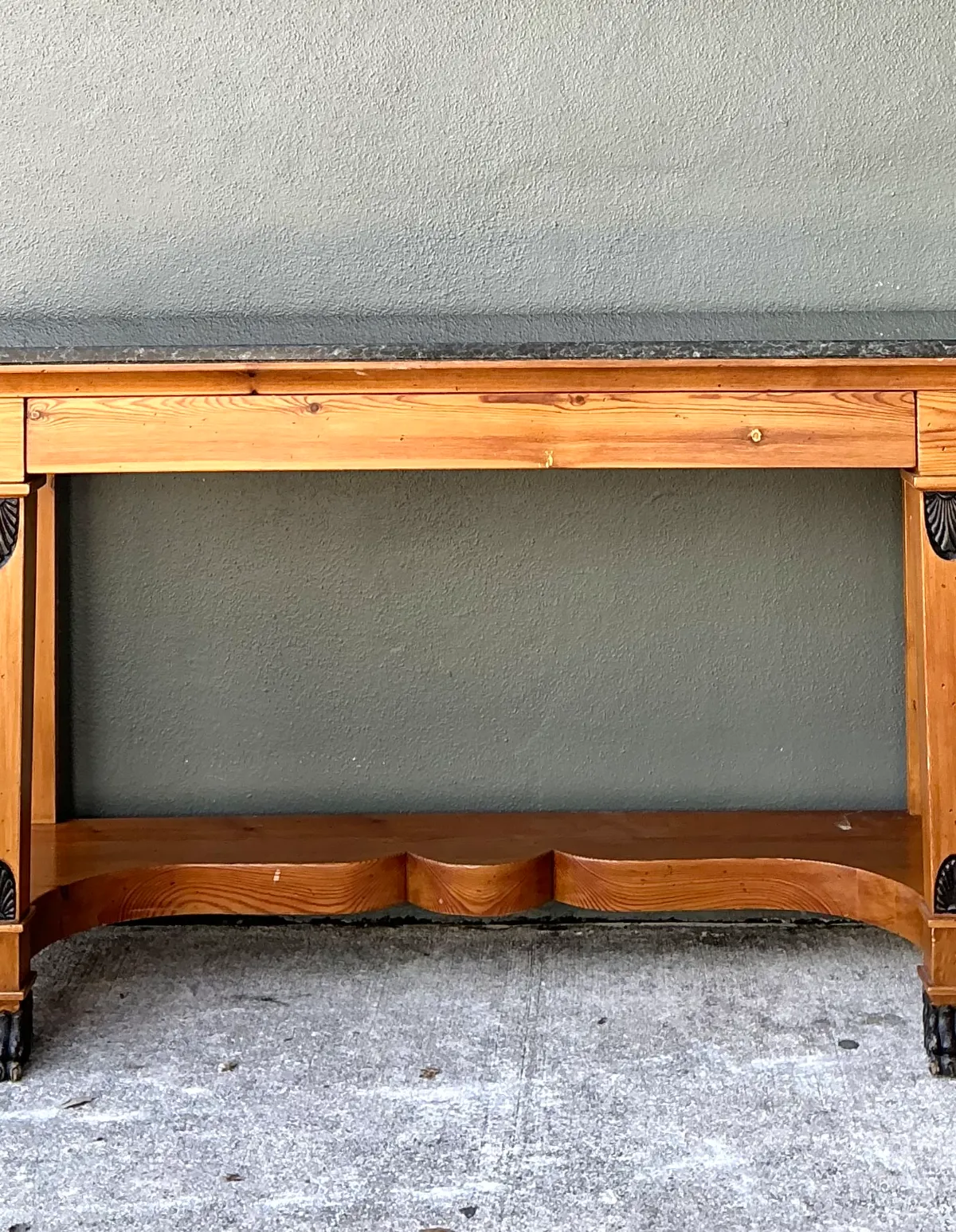 Vintage William Switzer Carved Wood Console with Stone Top — additional photo 4