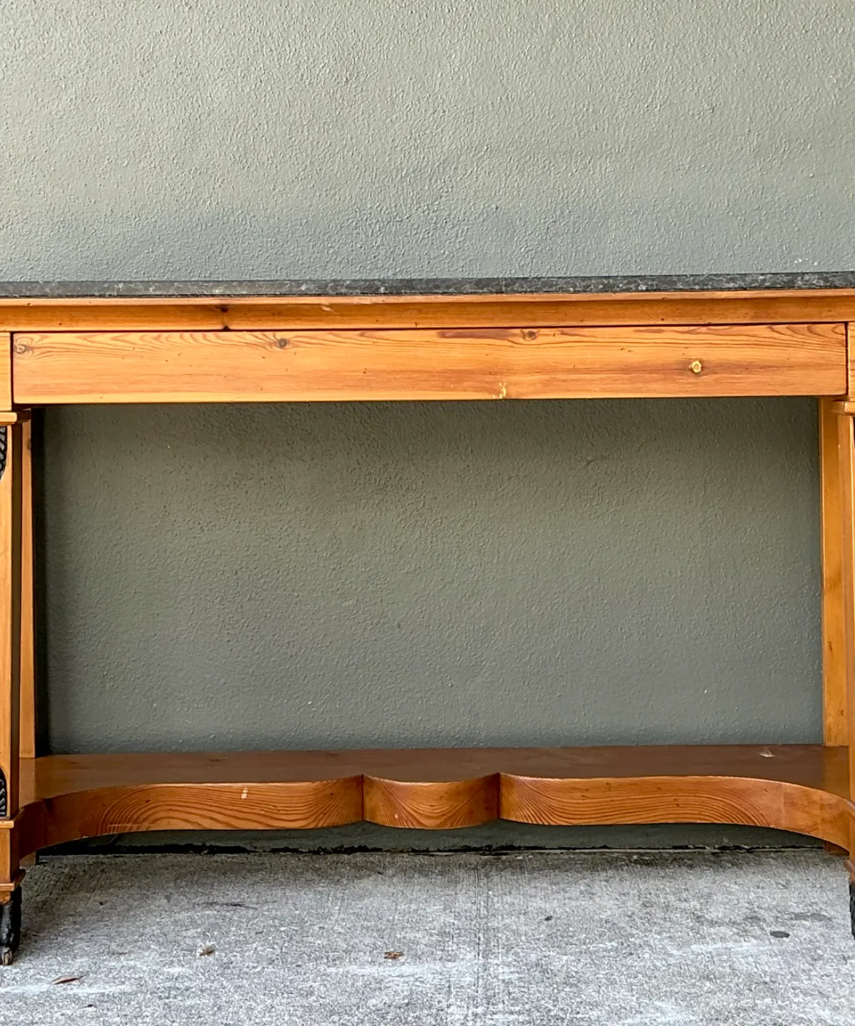 Vintage William Switzer Carved Wood Console with Stone Top — additional photo 2
