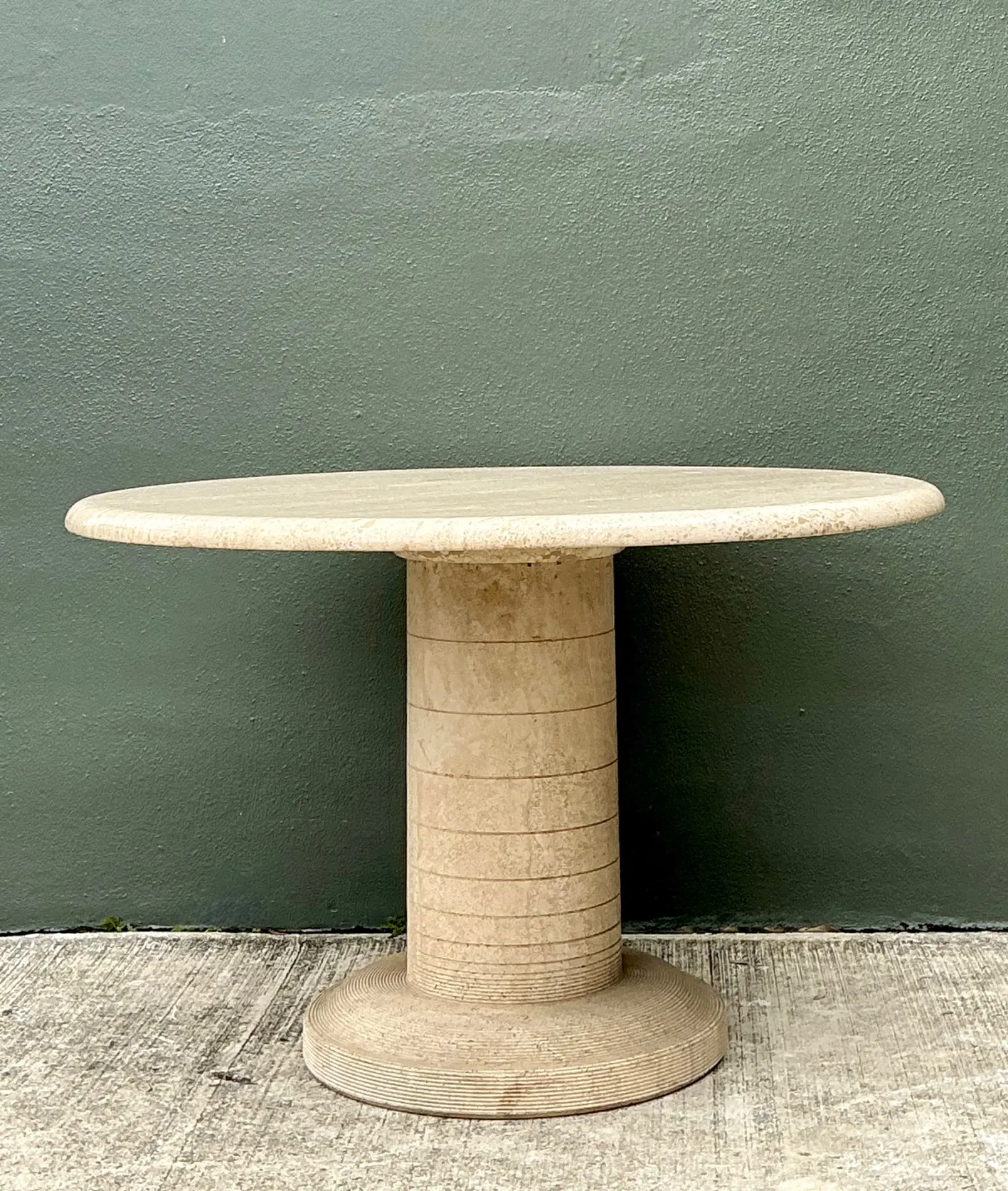 Vintage Scored Travertine Center Hall Table — additional photo 7