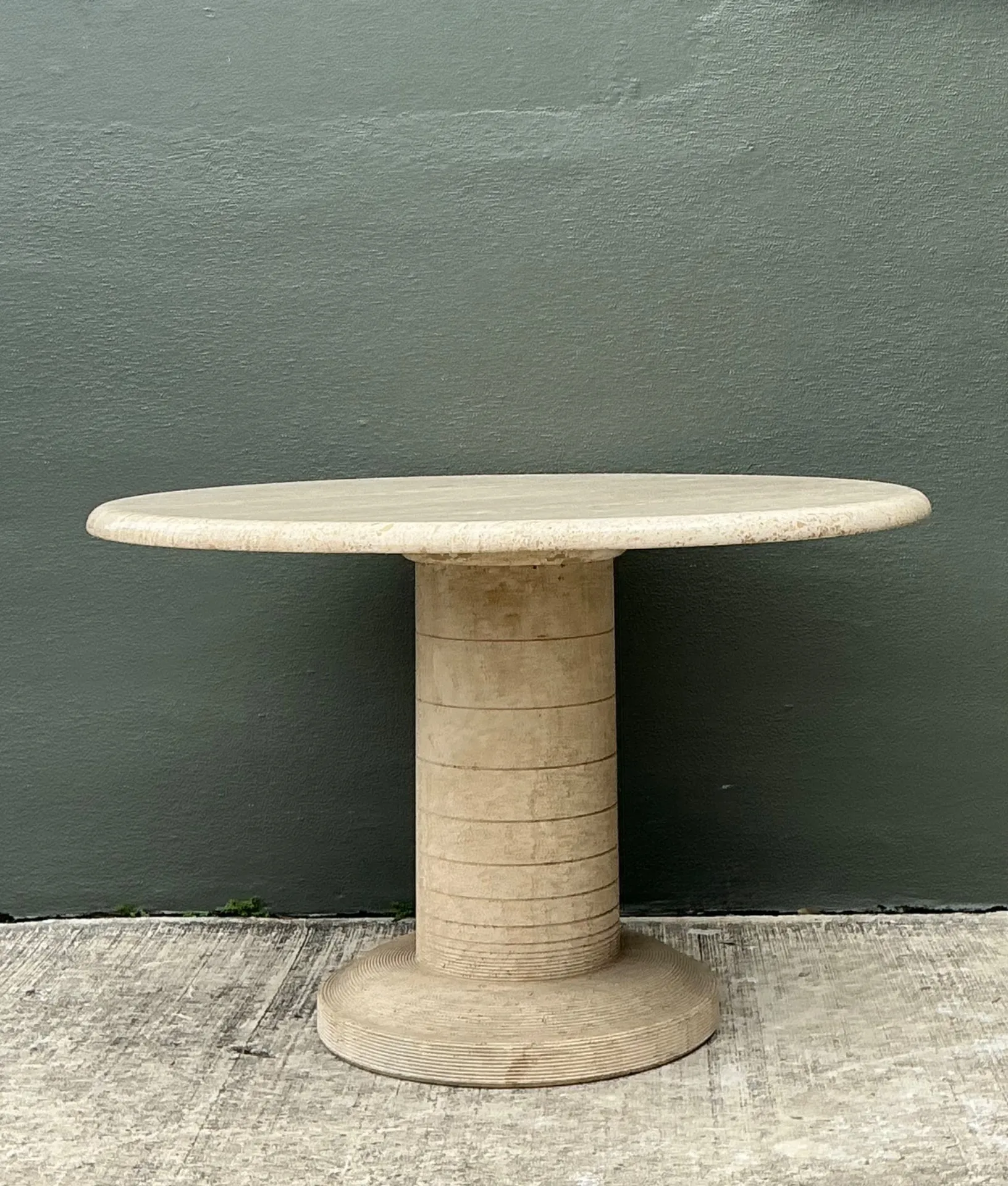 Vintage Scored Travertine Center Hall Table — additional photo 5