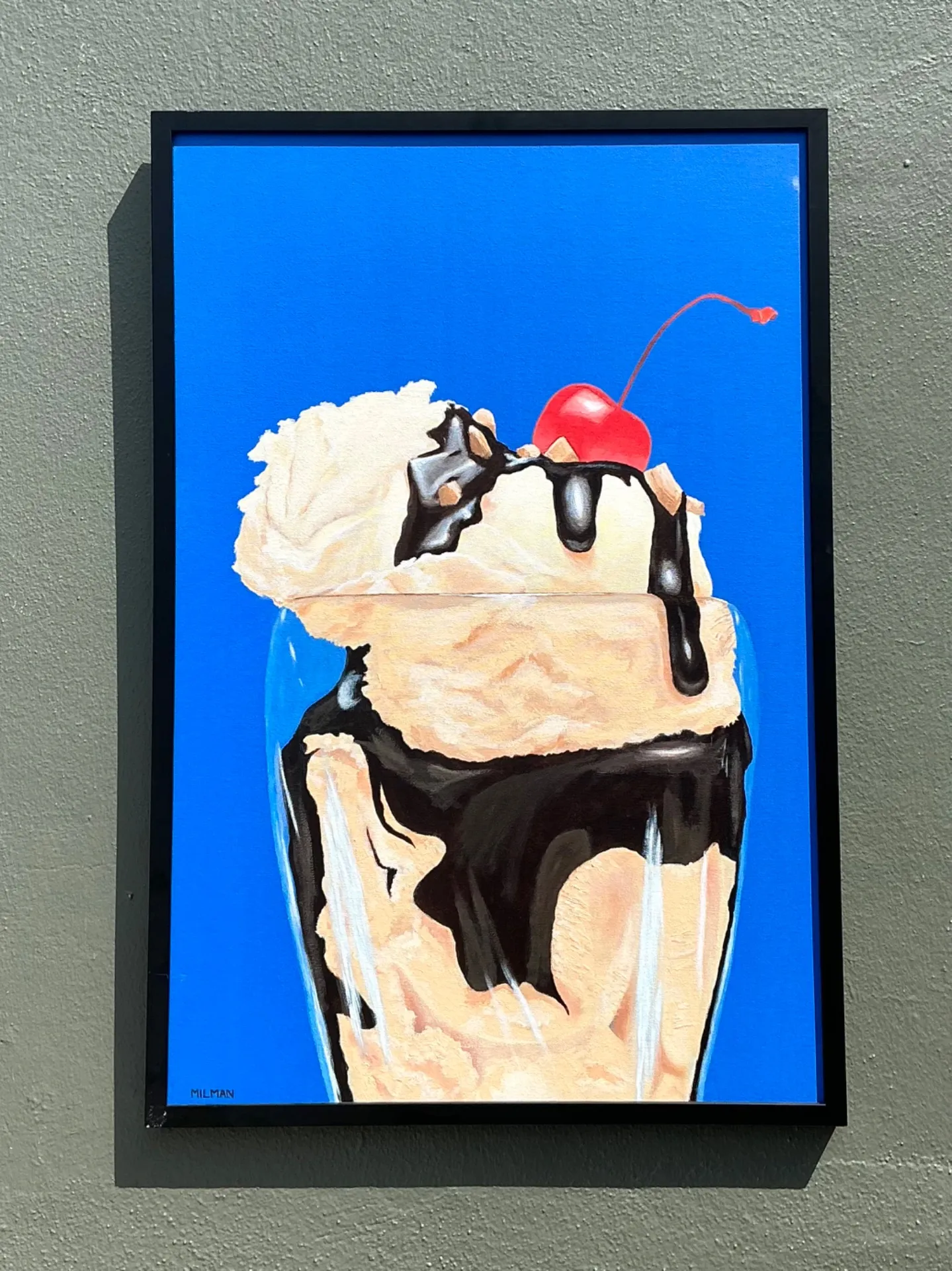 Vintage Original Ice Cream Sundae Oil Painting — additional photo 3