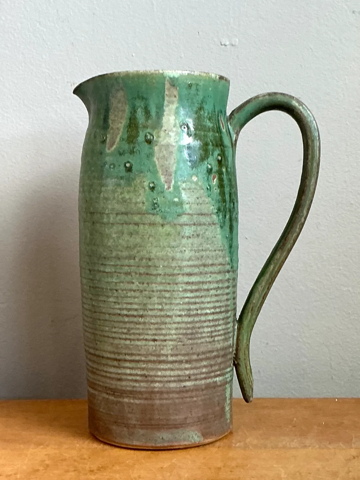 Vintage Handcrafted Green Studio Pottery Jug — additional photo 7