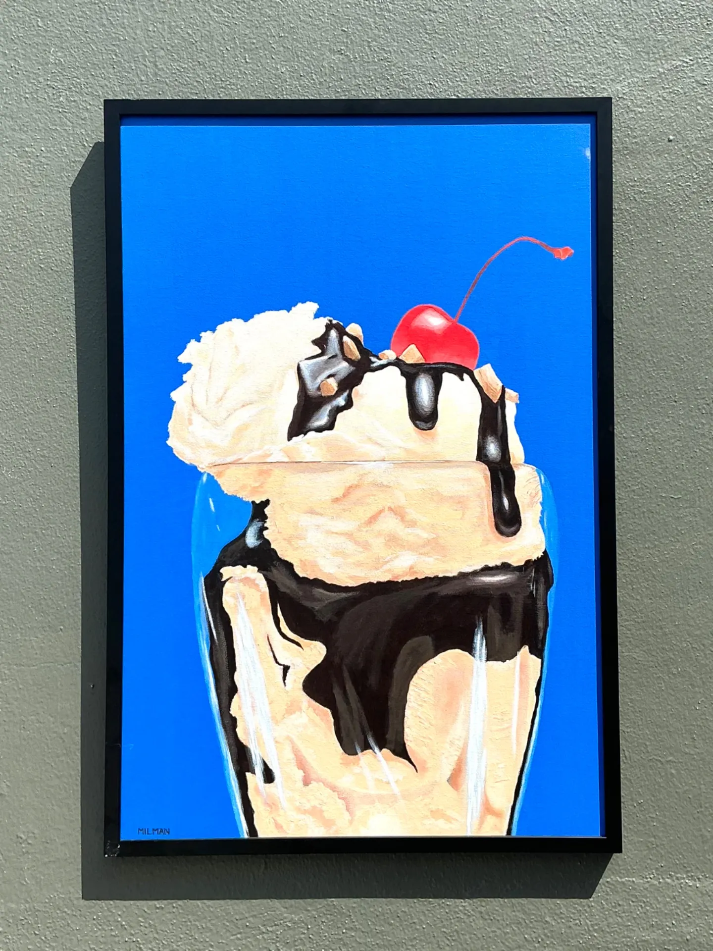Vintage Original Ice Cream Sundae Oil Painting — additional photo 1