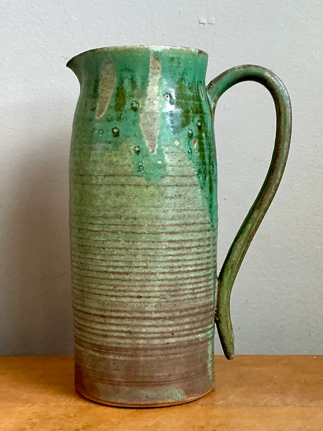 Vintage Handcrafted Green Studio Pottery Jug — additional photo 3