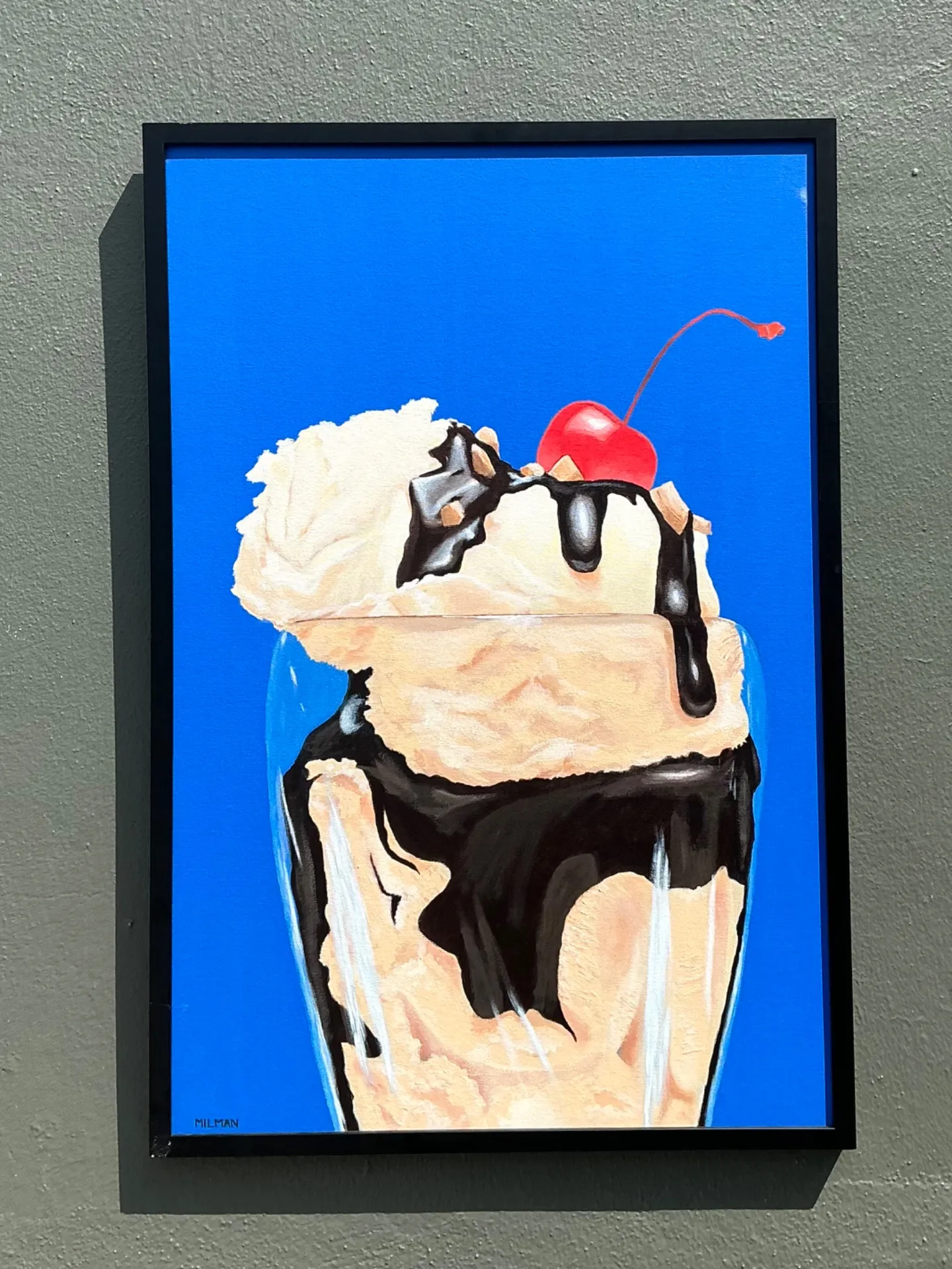Vintage Original Ice Cream Sundae Oil Painting — additional photo 6