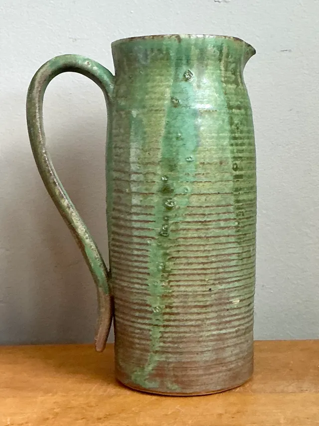 Vintage Handcrafted Green Studio Pottery Jug — additional photo 6